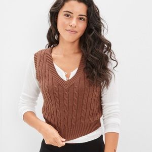 American Eagle Brown V-Neck Sweater Vest